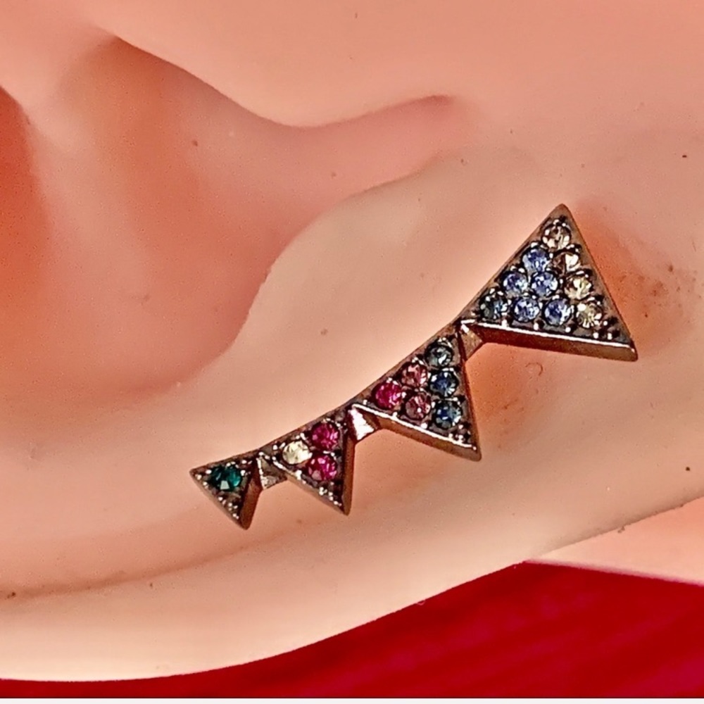 Nadri Triangle Linear Stud Earrings Multi Color - image 5